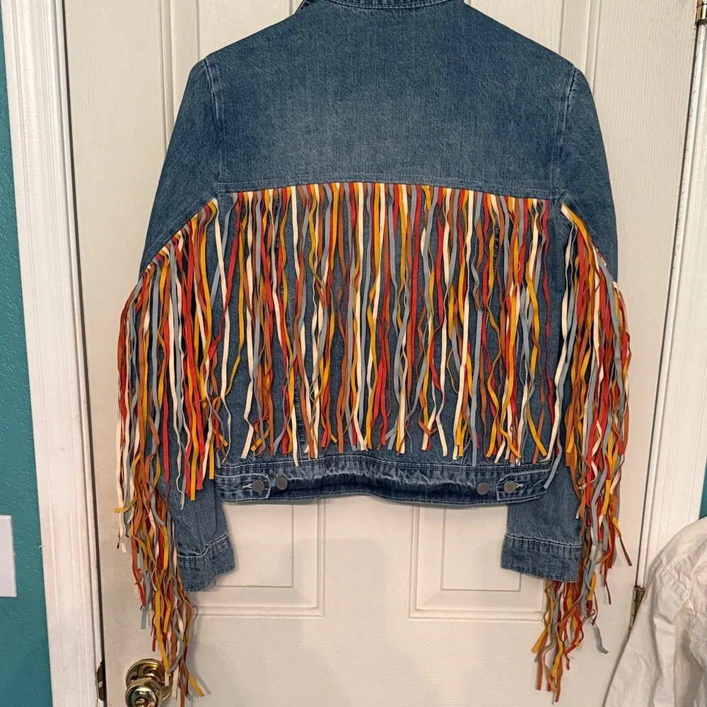 Scully Denim Fringe Sleeve Jacket - Blue - Picture 3 of 3
